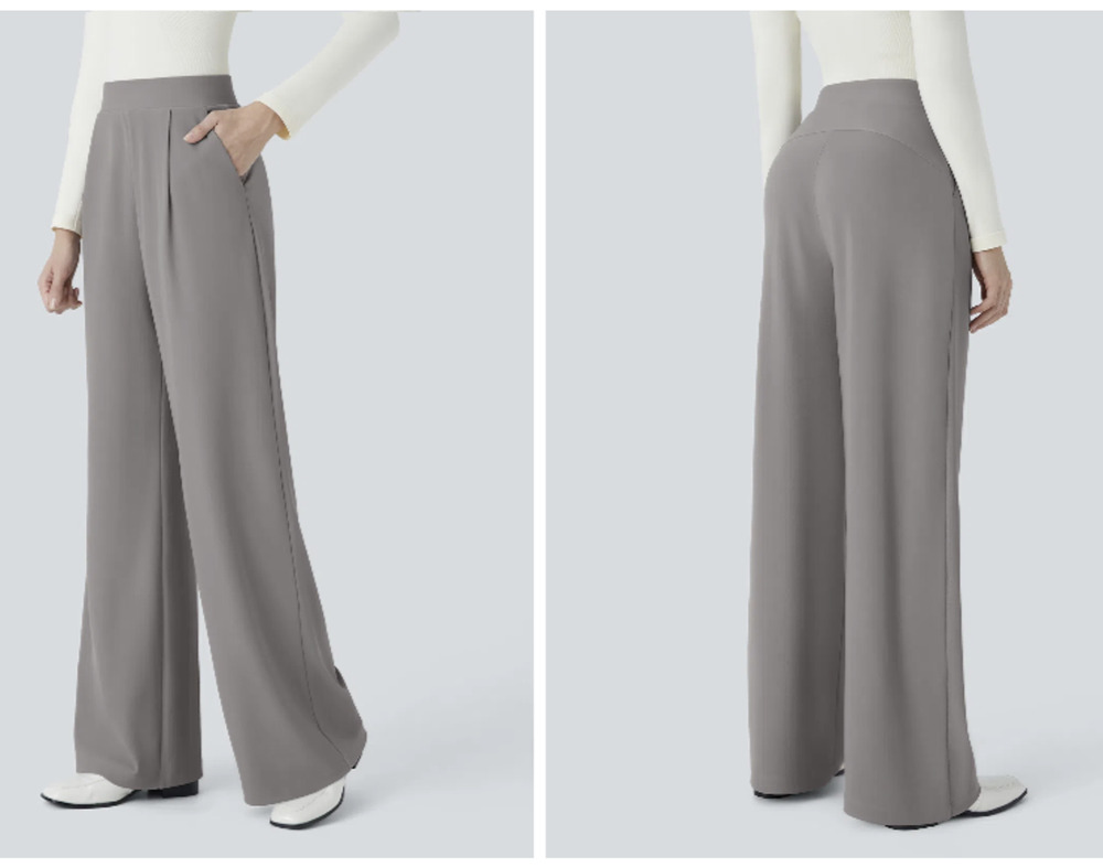 Halara Pants High Waisted Body Sculpt Pockets Wide Leg Gray Size XL Petite New